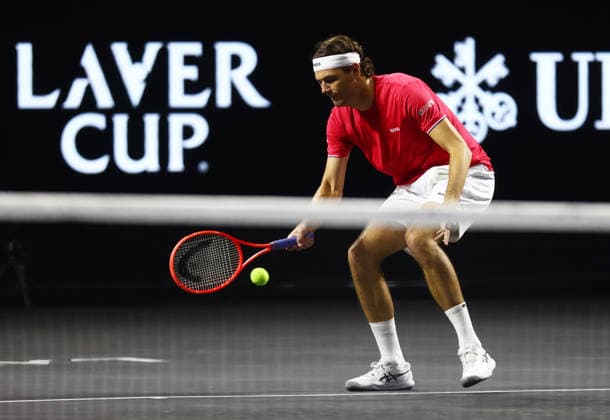 2026 Laver Cup, O2 Arena, London,25 09 2026 Taylor Fritz (USA) partnered with Alexander Bublik in action against Carlos Alcaraz (ESP) partnered and Jakub Mensik (CZE) in 2026 Laver Cup at the O2 Arena, London London O2 Arena London GBR, UK NEWSPAPERS OUT Copyright: xMarkxGreenwoodx