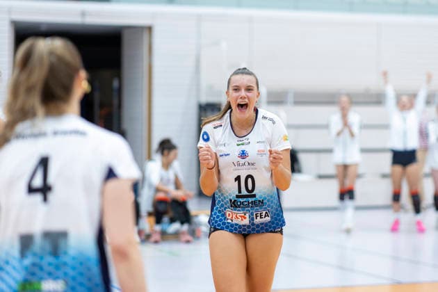 Testspiel: Schwarz-Weiss Erfurt vs. VCO Dresden; Erfurt; 25.09.2026 Jubel, Zoe Albert ( 10; VCO Dresden) Testspiel: Schwarz-Weiss Erfurt vs. VCO Dresden; Riethsporthalle Erfurt; 25.09.2026 Copyright: xBEAUTIFULxSPORTS Duehringx