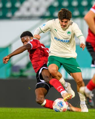 25.09.2026 - Fussball - Saison 2026 2027 - Regionalliga Bayern - 11. Spieltag: SpVgg Greuther Fürth 2 - 1. FC Nürnberg 2 - JoTe - xjoxtex - Winners Osawe (38, 1. FC Nürnberg FCN II ) Alexander Leuthard (30, SpVgg Greuther Fürth II )