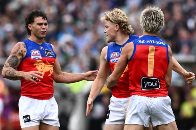 AFL GRAND FINAL, Levi Ashcroft of the Lions celebrates scoring a goal during the 2026 AFL Grand Final match between the Brisbane Lions and the Fremantle Dockers at the Melbourne Cricket Ground in Melbourne, Saturday, September 26, 2026. ( NO ARCHIVING, EDITORIAL USE ONLY MELBOURNE VICTORIA Australia  Copyright: xJOELxCARRETTx 20260926158524439580