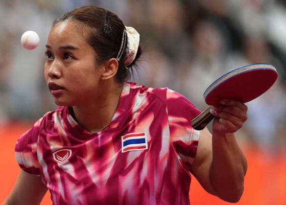 (260926) -- TOYOTA, Sept. 26, 2026 -- Orawan Paranang of Thailand competes during the women s singles round 3 match of Table tennis, Tischtennis against Sun Yingsha of China at the 20th Asian Games Aichi-Nagoya 2026 in Toyota of Aichi Prefecture, Japan, Sept. 26, 2026. ) (SP)JAPAN-TOYOTA-ASIAN GAMES-TABLE TENNIS-WOMEN S SINGLES CheongxKamxKa 