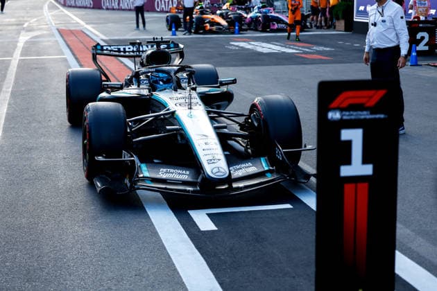 F1 - AZERBAIJAIN GRAND PRIX 2026 RUSSELL George (gbr), Mercedes AMG F1 Team W17, portrait during the 2026 Formula 1 Azerbaijan Grand Prix, 15th round of the 2026 Formula One World Championship, WM, Weltmeisterschaft from September 24 to 26, 2026 on the Baku City Circuit, in Baku, Azerbaijan - BakuAzerbaijan  Copyright: xDPPIx