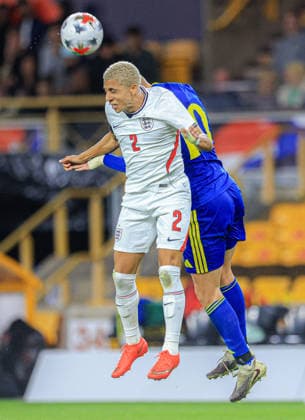 England Under 21 v Kazakhstan Under 21 UEFA EURO, EM, Europameisterschaft,Fussball U21, U 21 2027 Qualifiers Rico Lewis of England Under 21 headers the ball during the UEFA Euro U21 2027 Qualifiers match at Molineux, Wolverhampton 25 09 2026 UK Newspapers OUT Copyright: xBenxCookx FIL-23997-0018