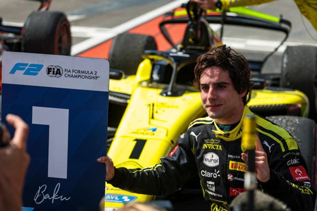 AUTO - FORMULA 2 2026 - BAKU CAMARA Rafael (bra), Invicta Racing, Dallara F2 2024, portrait celebration victory during the 12th round of the 2026 FIA Formula 2 Championship from September 24 to 26, 2026 on the Baku City Circuit, in Baku, Azerbaijan - BakuAzerbaijan  Copyright: xXavixBonillax