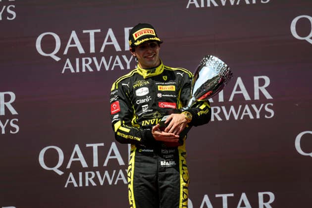 AUTO - FORMULA 2 2026 - BAKU CAMARA Rafael (bra), Invicta Racing, Dallara F2 2024, portrait celebration victory podium during the 12th round of the 2026 FIA Formula 2 Championship from September 24 to 26, 2026 on the Baku City Circuit, in Baku, Azerbaijan - BakuAzerbaijan  Copyright: xXavixBonillax