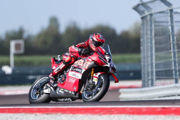 Nicolo Bulega of Aruba.it Racing - Ducati with Ducati Panigale V4R seen during Free Practice 3 of SBK Round 10 EICMA Italian Round. Cremona Italy Copyright: xBEAUTIFULxSPORTS Carabellix