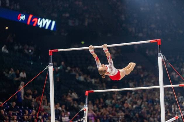 September 26, 2026, Paris, Paris, France: September 26, 2026, Paris, France: French superstar Elena Colas during the qualifier of the uneven bars at Gym Paris inside the AccorArena. France News - September 26, 2026  - ZUMAp284 20260926_zip_p284_056 Copyright: xMickaelxPintax