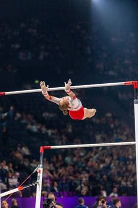 September 26, 2026, Paris, Paris, France: September 26, 2026, Paris, France: French superstar Elena Colas during the qualifier of the uneven bars at Gym Paris inside the AccorArena. France News - September 26, 2026  - ZUMAp284 20260926_zip_p284_072 Copyright: xMickaelxPintax