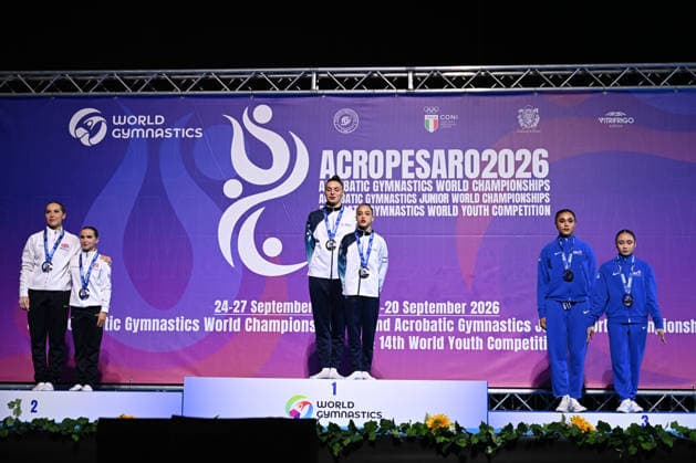 IPA88993089 - WP MEDAL CEREMONY during the 30th World Acrobatic Gymnastics Championships, Gymnastics in Pesaro, Italy, September 26, 2026  Copyright: xFilippoxTomasi IPAxSportx xx IPA88993089