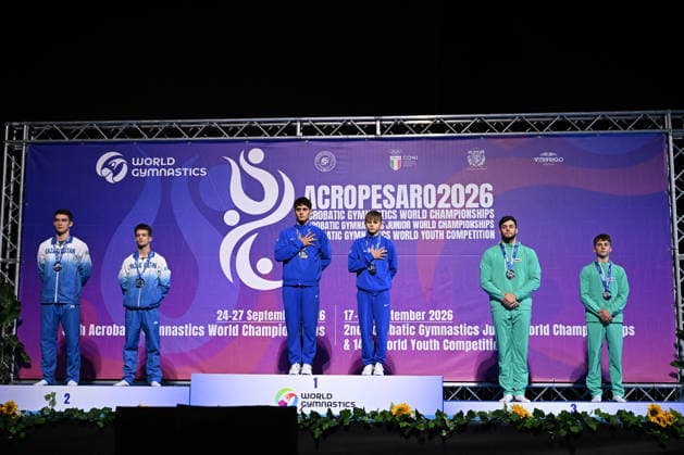 OTHER - Gymnastics - 30th World Acrobatic Gymnastics Championships Photo by IPA ABACAPRESS.COM88992977 - MP MEDAL CEREMONY during the 30th World Acrobatic Gymnastics Championships, Gymnastics in Pesaro, Italy, September 26, 2026 Pesaro Italy  Copyright: xIPAxSport ABACAx