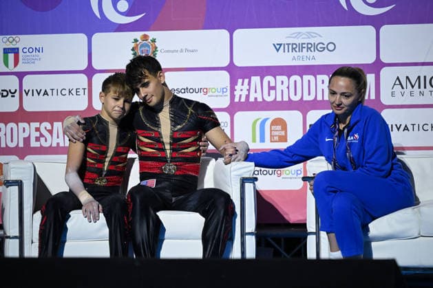 OTHER - Gymnastics - 30th Acrobatic Gymnastics World Championships Photo by IPA ABACAPRESS.COM88992979 - OSSOLODKOV Vsevolod OSSOLODKOV Yaroslav (USA) at the 30th Acrobatic Gymnastics World Championships, held in Pesaro, Italy, on September 26, 2026 Pesaro Italy  Copyright: xIPAxSport ABACAx