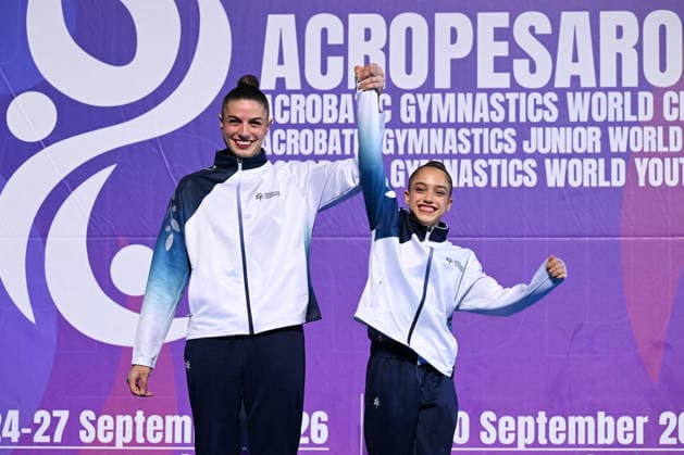 OTHER - Gymnastics - 30th Acrobatic Gymnastics World Championships Photo by IPA ABACAPRESS.COM88993100 - Rony COHEN and Shiraz SOKOLOVSKY (ISR) during the 30th World Acrobatic Gymnastics Championships, held in Pesaro, Italy, on September 26, 2026 Pesaro Italy  Copyright: xIPAxSport ABACAx
