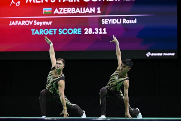 OTHER - Gymnastics - 30th Acrobatic Gymnastics World Championships Photo by IPA ABACAPRESS.COM88994604 - JAFAROV Seymur SEYIDLI Rasul (KAZ) during the 30th World Acrobatic Gymnastics Championships, held in Pesaro, Italy, on September 26, 2026 Pesaro Italy  Copyright: xIPAxSport ABACAx