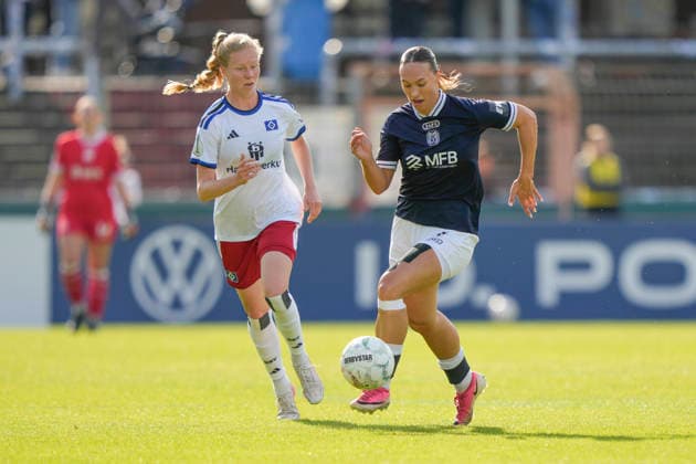 26.09.2026, Hänsch-Arena, Meppen, GER, Frauen Fußball, DFB-Pokal: SV Meppen vs Hamburger SV, Lucy Karwatzki (SV Meppen 7) DFL REGULATIONS PROHIBIT ANY USE OF PHOTOGRAPHS AS IMAGE SEQUENCES AND OR QUASI-VIDEO. Meppen Niedersachsen Hänsch-Arena