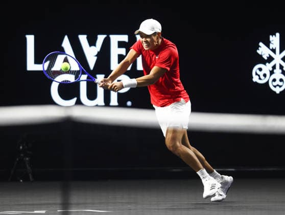 2026 Laver Cup, day two, O2 Arena, London,26 09 2026 Learner Tien (USA) in action during his match against Flavio Cobolli (ITA) in the 2026 Laver Cup at the O2 Arena, LOndon London O2 Arena London GBR, UK NEWSPAPERS OUT Copyright: xMarkxGreenwoodx