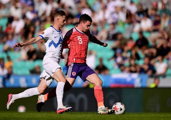 Andy Robertson of Scotland in action against Jan Kamencnik of Slovenia Slovenia v Scotland, UEFA Nations League, Football, Stadion Stozice, Ljubljana, Slovenia - 26 Sep 2026Ljubljana Stadion Stozice Australia  Copyright: xNikolaxKrstic Shutterstockx 17170707aj
