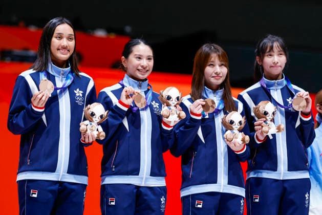 Asian Games Aichi Nagoya 2026 in Nagoya, Japan Team Hong Kong won the bronze medal at the 20th Asian Games Aichi Nagoya 2026 women s gold medal fencing match between Republic of Korea VS Japan at the Aichi Sky Expo Hall in Nagoya, Japan, on September 26th, 2026. Nagoya Japan  Copyright: xMatrixxImagesx xSimonxBonnyx