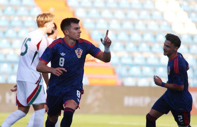 Varazdin, 260926. Varteks Stadium. U-21 European Championship, EM, Europameisterschaft qualifying football match: Croatia vs. Hungary. Pictured: Adriano Jagusic, goal. Photo: Zeljko Hajdinjak CROPIX Copyright: xxZeljkoxHajdinjakx hrvatska_madjarska23-260926