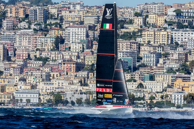 THE LOUIS VUITTON 38TH AMERICA™S CUP PRELIMINARY REGATTA, NAPLES Luna Rossa team competes on the second day of the preliminary regatta for the 38th Louis Vuitton America™s Cup in the Gulf of Naples, Campania, Italy, on September 26, 2026. The Naples preliminary regatta gives the competing teams their first opportunity to test their AC40 one-design yachts ahead of the 38th America™s Cup, which will be held in Naples in 2027. _BPH0697 Copyright: xAntonioxBalascox