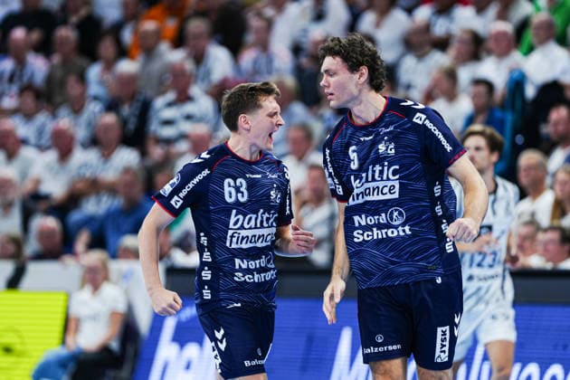 Torjubel Domen Novak (SG Flensburg-Handewitt, 63) GER, THW Kiel vs. SG Flensburg-Handewitt, Handball, 1. Bundesliga, Spieltag 6, Saison 2026 2027, 26.09.2026 GER, THW Kiel vs. SG Flensburg-Handewitt, Handball, 1. Bundesliga, Spieltag 6, Saison 2026 2027, 26.09.2026 Kiel Copyright: xEibner-Pressefoto MarcelxvonxFehrnx EP_MFN