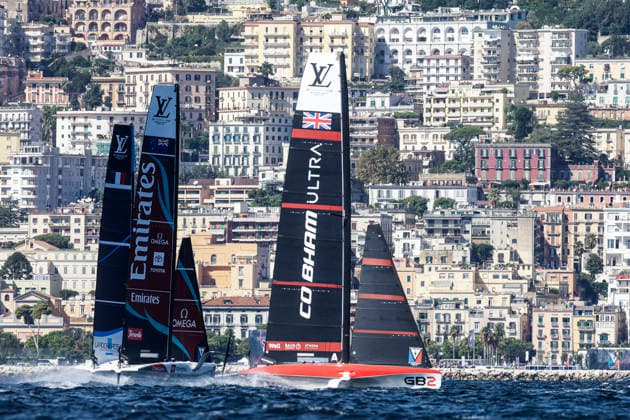 THE LOUIS VUITTON 38TH AMERICA™S CUP PRELIMINARY REGATTA, NAPLES GB2 and Emirates New Zeland teams competes on the second day of the preliminary regatta for the 38th Louis Vuitton America™s Cup in the Gulf of Naples, Campania, Italy, on September 26, 2026. The Naples preliminary regatta gives the competing teams their first opportunity to test their AC40 one-design yachts ahead of the 38th America™s Cup, which will be held in Naples in 2027. _BPH1480 Copyright: xAntonioxBalascox