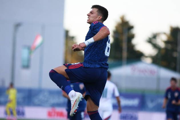 Varazdin, 260926. Varteks Stadium. U-21 European Championship, EM, Europameisterschaft qualifying football match: Croatia vs. Hungary. Pictured: Adriano Jagusic, goal. Photo: Zeljko Hajdinjak CROPIX Copyright: xxZeljkoxHajdinjakx hrvatska_madjarska54-260926