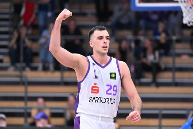 BG Göttingen - RheinStars Köln 26.09.2026, Göttingen: Basketball, Männer: 2. Bundesliga, ProA, BG Göttingen - RheinStars Köln, Sparkassen-Arena. Omar Pajic (BG Göttingen) ballt die Faust. Göttingen Niedersachsen Deutschland