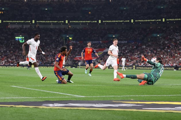 England v Spain 26 September 2026, London - UEFA Nations League - England v Spain - Lamine Yamal of Spain scores the opening goal - Photo: Jacques Feeney Offside. London UK Copyright: xJacquesxFeeneyx xOffsidexOffside