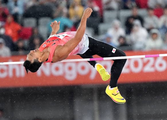 (260926) -- NAGOYA, Sept. 26, 2026 -- Maruyama Yuma of Japan competes during the men s decathlon high jump of athletics at the 20th Asian Games Aichi-Nagoya 2026 in Nagoya, Japan, Sept. 26, 2026. ) (SP)JAPAN-NAGOYA-ASIAN GAMES-ATHLETICS-MEN S DECATHLON-HIGH JUMP JiaxYuchen