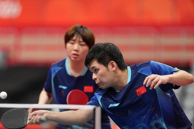 (260926) -- TOYOTA, Sept. 26, 2026 -- Lin Shidong (R) Kuai Man of China compete during the mixed doubles final match of Table tennis, Tischtennis between Wang Chuqin Sun Yingsha of China and Lin Shidong Kuai Man of China at the 20th Asian Games Aichi-Nagoya 2026 in Toyota of Aichi Prefecture, Japan, Sept. 26, 2026. ) (SP)JAPAN-TOYOTA-ASIAN GAMES-TABLE TENNIS-MIXED DOUBLES-FINAL WangxFei 