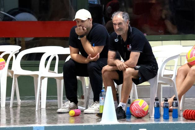 26.09.2026, GER DEU, Deutschland, Super Cup im Damen Wasserball, Spandau 04 vs BW Bochum Trainer Marko Stamm (Spandau04), Armando Fernandez (Spandau04) nordphoto GmbH Engler Berlin Schwimmhalle-Schoeneberg Berlin Deutschland Copyright: xNordphotox xEnglerx