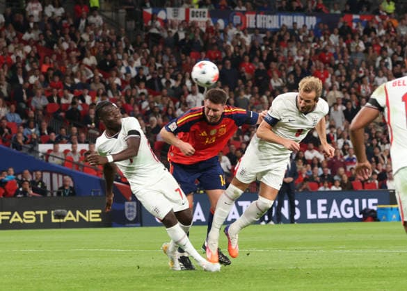 England s Harry Kane scores the second England goal (2-1) at the England v Spain UEFA Nations League Group 3 match, at Wembley Stadium, London, UK, on 26th September, 2026.  .