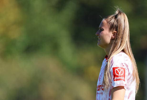 Football Women german DFB Pokal Cup 2026 - 2027 Fc Ingolstadt-FSV Mainz Pawlowski Laura of Mainz is seen during the Women German DFB Pokal Cup 2026 - 2027 football match between Fc Ingolstadt and 1.FSV Mainz 05 at ESV Stadium in Ingolstadt , Bayern , Germany . September 26th , 2026 Photo by Davide Elias Copyright: xDavidexEliasx