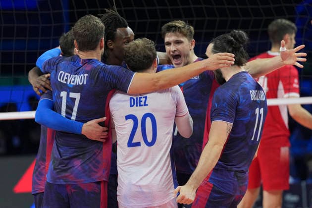 France s players celebrated after winning a point during the men s CEV Enel EuroVolley 2026 Final France vs Poland, Milano (Italy) September 26 2026 (Photo Claudio Furlan LaPresse)  Copyright: xClaudioxFurlan LaPressex