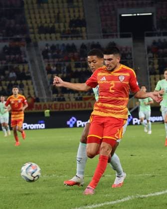 North Macedonia v Switzerland - UEFA Nations League SKOPJE, NORTH MACEDONIA - SEPTEMBER 26: North Macedonia s Bojan Ilievski (2) competes for the ball against an opponent during the UEFA Nations League B League Group 1 match between North Macedonia and Switzerland at National Arena Toshe Proeski Stadium in Skopje, North Macedonia, on September 26, 2026. Umeys Sulejman Anadolu Skopje North Macedonia. Editorial use only. Please get in touch for any other usage.  Copyright: x2026xAnadoluxUmeysxSulejmanx