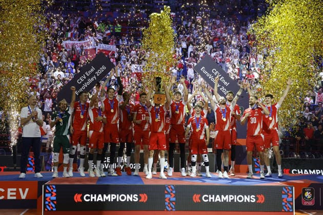 VOLLEYBALL - CEV Eurovolley Men - Eurovolley 2026 - Gold Medal Final - France vs. Poland Photo by IPA ABACAPRESS.COM89012769 - Team Poland s gold medal during the CEV Enel EuroVolley 2026 Gold Final between Poland and France at the Unipol Forum on September 26, 2026, in Milan, Italy. Assago (MI) Italy  Copyright: xIPAxSport ABACAx