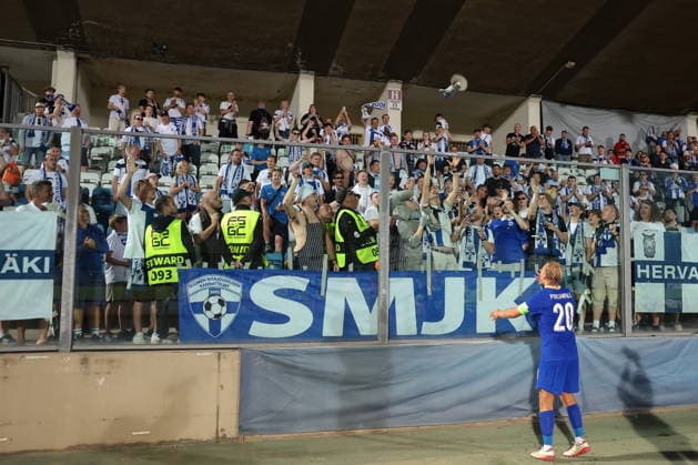 San Marino v Finland - UEFA Nations League - Season 2026-2027 Serravalle, Italy, 26th September 2026. Joel Pohjanpalo of Finland retrieves a megaphone before signing following the San Marino vs Finland UEFA Nations League match at San Marino Stadium, Serravalle. Picture credit should read: Jonathan Moscrop Serravalle San Marino Stadium San Marino