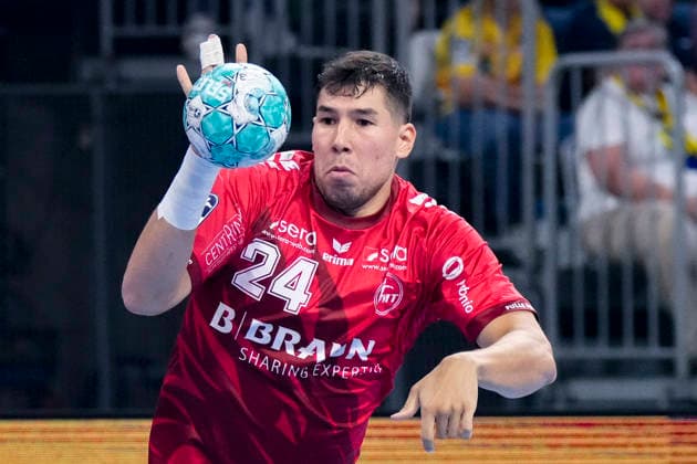 Daniel Dujshebaev (MTM, 24), am Ball, Einzelbild, Einzelfoto, Aktion, Action, 26.09.2026, Mannheim (Deutschland), Handball, Bundesliga, Rhein-Neckar Löwen - MT Melsungen