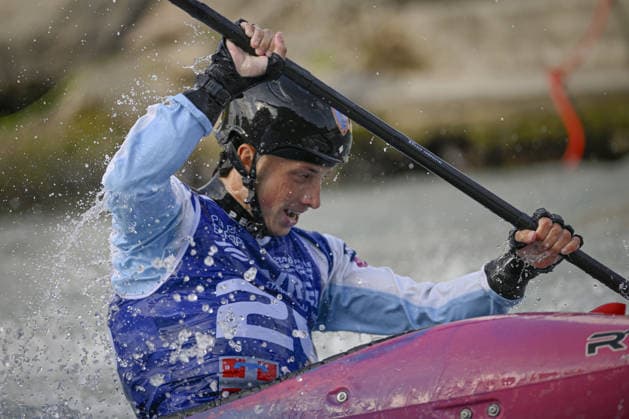 IPA89013935 - Ivrea, Italy, September 26, 2026—2026 Paddle Europe Slalom Championships, Men’s Kayak Cross Individual Time Trial at the Canoe Stadium in Ivrea: Xabier Ferrazzi_20_(ITA). in action during the 2026 Paddle Europe Slalom Championships men s Kayak Cross Individual Time Trial at the Ivrea Stadium  Copyright: xTonelloxAbozzi IPAxSportx xx IPA89013935