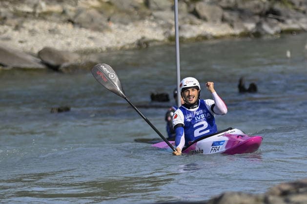 IPA89014066 - Ivrea, Italy, September 26, 2026—Paddle Europe Slalom Championships 2026 Men s Kayak Cross Individual Time Trial at Canoe Stadium Ivrea—Madore Mathurin_2_(FRA) in action during the 2026 Paddle Europe Slalom Championships men’s Kayak Cross Individual Time Trial at the Ivrea Stadium  Copyright: xTonelloxAbozzi IPAxSportx xx IPA89014066