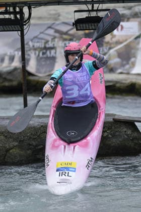 IPA89014083 - Ivrea, Italy, September 26, 2026—2026 Paddle Europe Slalom Championships: Women s Kayak Cross Individual Time Trial at the Canoe Stadium in Ivrea.Pitcher Farrell Cleo_34_(IRL) in action during the 2026 Paddle Europe Slalom Championships Women s Kayak Cross Individual Time Trial at the Ivrea Stadium  Copyright: xTonelloxAbozzi IPAxSportx xx IPA89014083