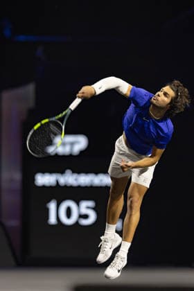 Carlos Alcaraz of Team Europe in action against Taylor Fritz of Team World during the 2026 Laver Cup at The O2 Featuring: Carlos Alcaraz Where: London, United Kingdom When: 26 Sep 2026 Credit: Alex Cropper Cover Images EDITORIAL USE ONLY. NOT FOR USE BY NEWSPAPERS BASED IN THE UK. Copyright: xx coverimg56062788