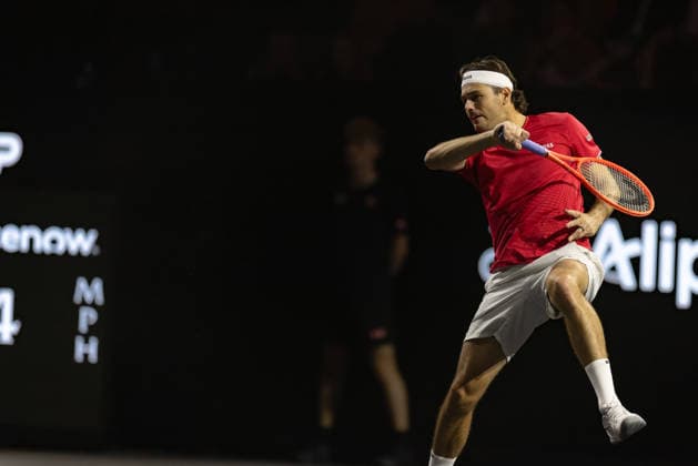 Carlos Alcaraz of Team Europe in action against Taylor Fritz of Team World during the 2026 Laver Cup at The O2 Featuring: Taylor Fritz Where: London, United Kingdom When: 26 Sep 2026 Credit: Alex Cropper Cover Images EDITORIAL USE ONLY. NOT FOR USE BY NEWSPAPERS BASED IN THE UK. Copyright: xx coverimg56062806