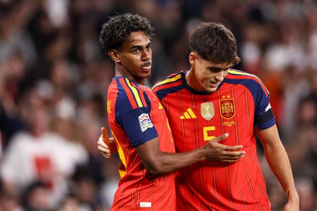 England v Spain 26 September 2026, London - UEFA Nations League - England v Spain - Lamine Yamal of Spain celebrates their first goal with Pau Cubarsi of Spain - Photo: Jacques Feeney Offside. London UK Copyright: xJacquesxFeeneyx xOffsidexOffside