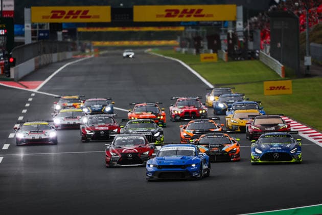 FIA WEC - 6 HOURS OF FUJI 2026 start of the race, depart, 77 POWELL Eric (usa), PRIAULX Sebastian (gbr), TUCK Ben (gbr), Proton Competition, Ford Mustang GT3 Evo 77, LM GT3, 78 DAVID Hadrien (fra), VAN ROMPUY Tom (bel), MASSON Esteban (fra), Akkodis ASP Team, Lexus RC F GT3 78, LM GT3, 79 CRESSONI Matteo (ita), HODENIUS Lin (ned), ZELGER Johannes (ita), Iron Lynx, Mercedes-AMG GT3 Evo 79, LM GT3, action during the 6 Hours of Fuji 2026, 6th round of the 2026 FIA World Endurance Championship, from September 25 to 27, 2026 on the Fuji Speedway in Oyama, Shizuoka, Japan - OyamaJapan Copyright: xANTONINxVINCENTx