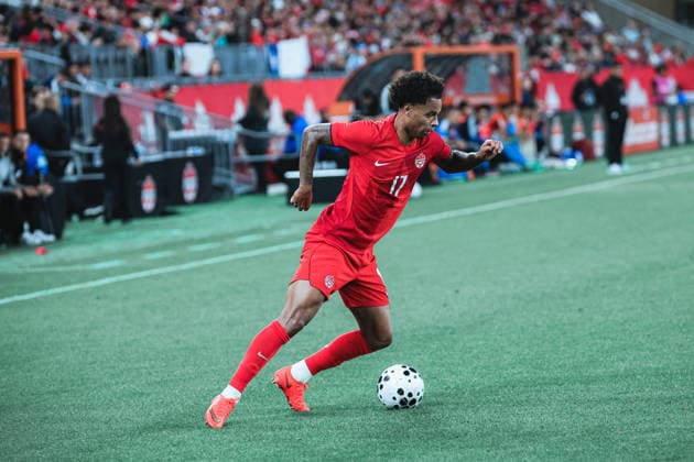 September 26, 2026, Toronto, Ontario, Toronto: Tajon Trevor Buchanan 17 of Canada in action during International Friendly, Länderspiel, Nationalmannschaft between Canada and Chile at BMO Field, Toronto on September 26, 2026. Toronto Toronto - ZUMAn333 20260926_znp_n333_015 Copyright: xKaxLokxNgx