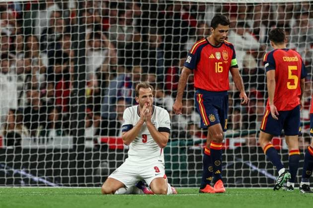 England vs Spain, England - 26 Sep 2026 Harry Kane (England), Rodrigo Hernandez Cascante also known as Rodri (Spain) seen during UEFA Nations League 2026 football match between Spain at Wembley (London). Final Score: England 2:3 Spain London United Kingdom Copyright: xGrzegorzxWajdax xSOPAxImagesx Grzegorz-Wajda-1454201