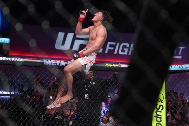 September 26, 2026, Las Vegas, Nevada, USA: RAUL ROSAS JR. defeated RAONI BARCELOS by TKO (slam) at 1:38 of Round 5 during UFC Fight Night at the UFC APEX in Las Vegas. UFC Fight Night: Raul Rosas Jr. Defeated Raoni Barcelos By TKO (Slam) At 1:38 Of Round 5  - ZUMAo117 20260926_zsp_o117_021 Copyright: xMikaelxOnax