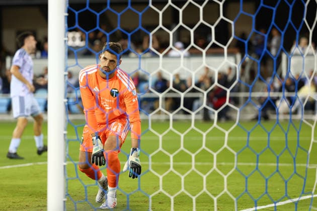 SAN JOSE, CA - SEPTEMBER 26: Portland Timbers goalkeeper James Pantemis (41) reacts after getting scored on during a MLS, Fussball Herren, USA match between the Portland Timbers and the San Jose Earthquakes on September 26, 2026, at PayPal Park in San Jose, CA. (Photo by Trinity Machan) SOCCER: SEP 26 MLS San Jose Earthquakes vs Portland Timbers EDITORIAL USE ONLY Icon260926000107756