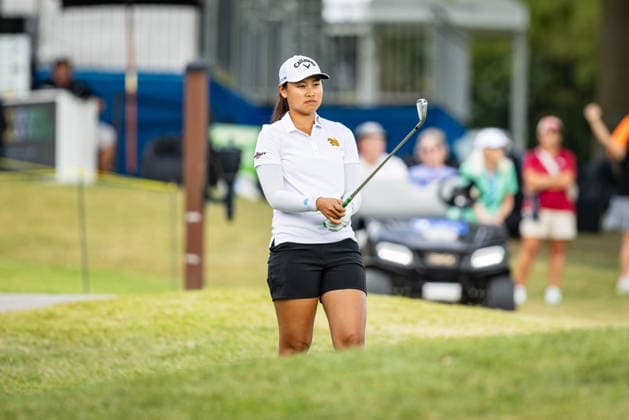 September 26, 2026, Rogers, Arkansas, USA: SUVICHAYA VINIJCHAITHAM lines up to hit her third shot from the rough on the 18th hole during the second round of the Walmart NW Arkansas Championship at Pinnacle Country Club. Rogers USA - ZUMAw173 20260926_zsp_w173_092 Copyright: xLukexWelshx